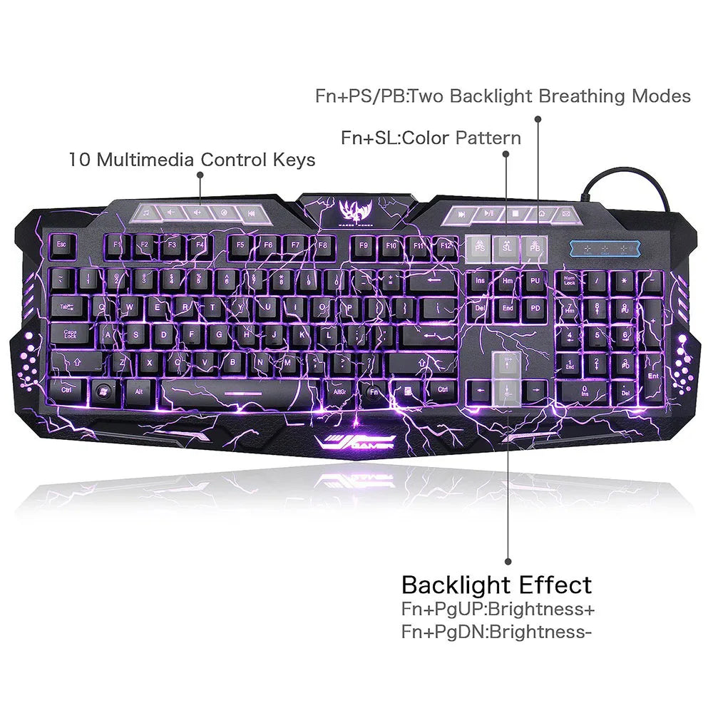 Mechanical Computer Lighted Keyboard With MousePad