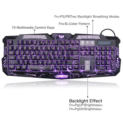 Mechanical Computer Lighted Keyboard With MousePad
