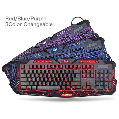 Mechanical Computer Lighted Keyboard With MousePad
