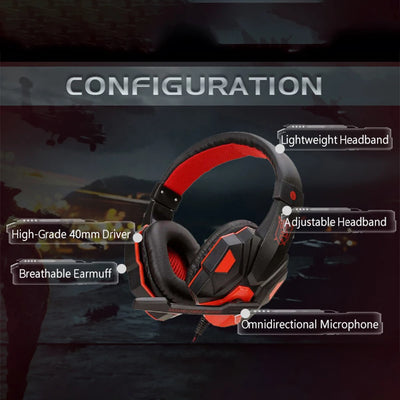 Wired and Adjustable Gamer Headset with Noise Cancelling Microphone