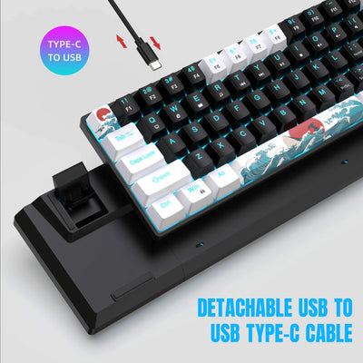Wired Sea Blue LED Backlit Mini Keyboard,