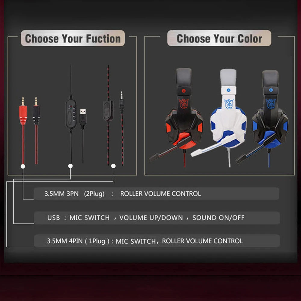 Wired and Adjustable Gamer Headset with Noise Cancelling Microphone