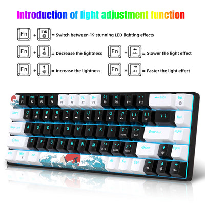 Wired Sea Blue LED Backlit Mini Keyboard,