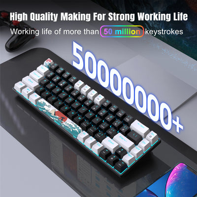 Wired Sea Blue LED Backlit Mini Keyboard,